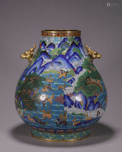 Cloisonne Enamel Hundred Deer Vase