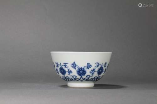 Blue and White Interlocking Lotus Bowl