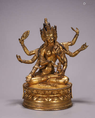 Gilt-Bronze Figure of Three-Headed and Eight-Armed Buddha