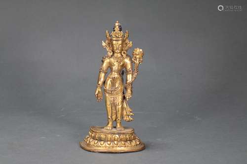 Gilt-Bronze Figure of Manjushri