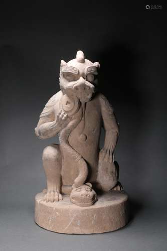 Carved Sandstone Figure of Auspicious Beast