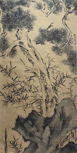 Chinese Flower and Bird Painting Paper Scroll, Gao Qipei Mar...