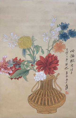 張大千 甁花圖