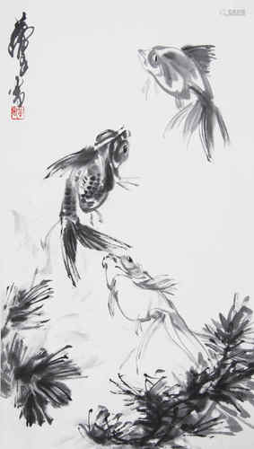 黃胄 池趣圖