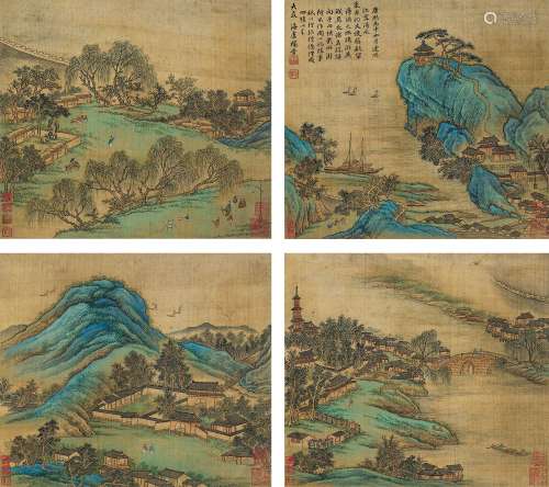 1644～1728 杨晋 山水 设色绢本 册页