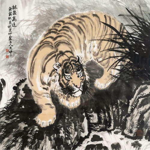 b.1949 冯大中 2010年作 林泉高远 设色纸本 镜框