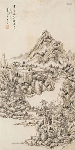 1801～1860 戴熙 庚子 山水 设色纸本 立轴