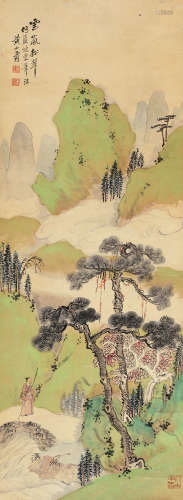 1855～1919 黄山寿 云岚松翠 设色纸本 镜片