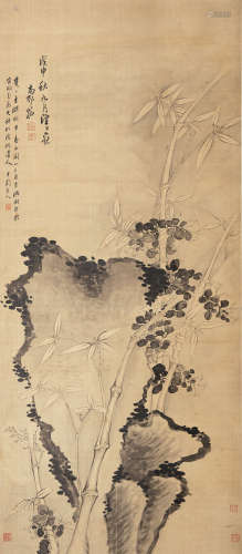 1683～1749 高凤翰 竹石 设色绢本 立轴