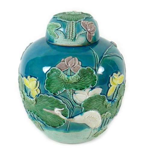 A Chinese porcelain ginger jar and cover, in the style of Wa...