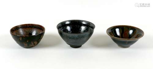 A group of three Chinese pottery bowls, late 20th century, w...