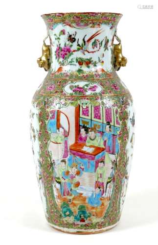A Canton porcelain vase, 19th century, of baluster form with...