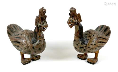 A pair of Balinese carved wooden sculptures, early 20th cent...