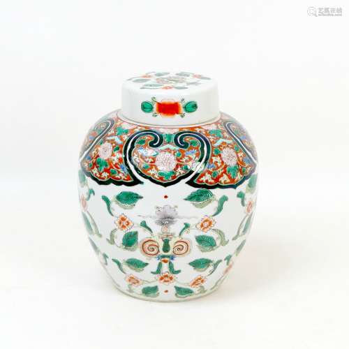 A Chinese porcelain ginger jar and cover, 18th century, deco...