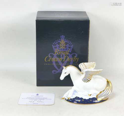 A Royal Crown Derby paperweight, modelled as 'Pegasus...