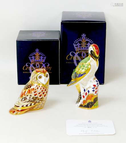 Two Royal Crown Derby paperweights, modelled as a limited ed...