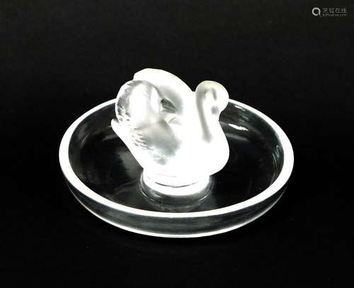 A Lalique crystal Swan pin dish, signed 'Lalique France&...