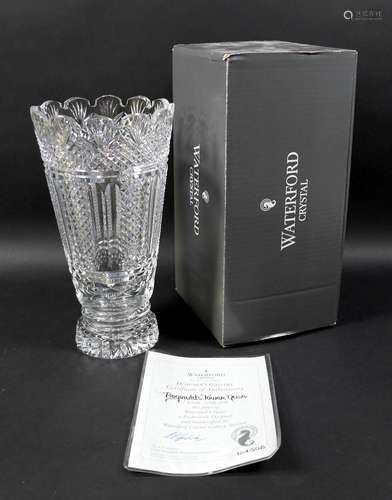 A Waterford Crystal Reginald's Tower vase, stamped and e...