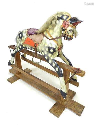 A 1930's Collinson Rocking Horse, dapple grey on a pine ...