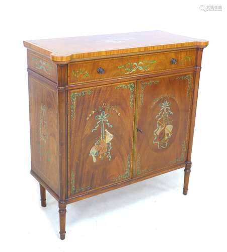 A mahogany and satinwood crossbanded side cabinet, the 20th ...