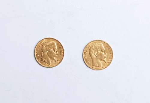 2- 2 pièces de 20 Francs or BB 1859-1869- 12.9g