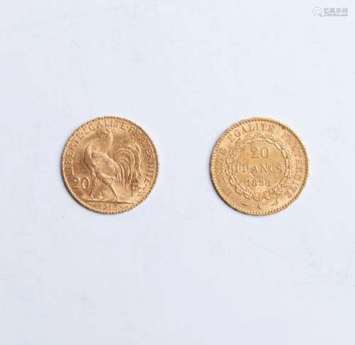 6 -2 pièces de 20 Francs or 12,9g