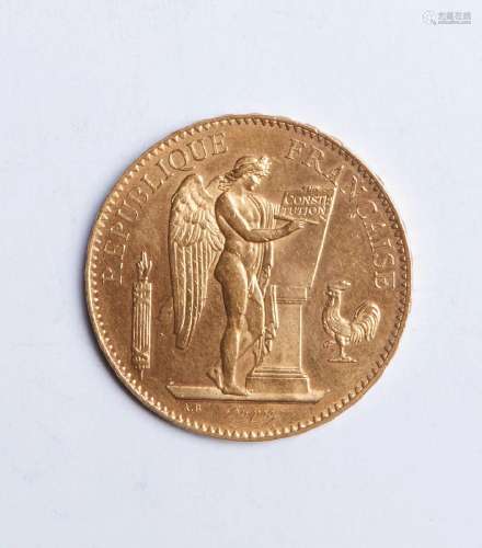 10-Une pièce de 100 Francs or 1879- 32,2g