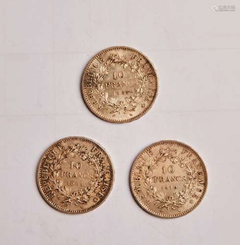 29- 3 pièces de 10 Francs en argent HERCULE 74,8 G