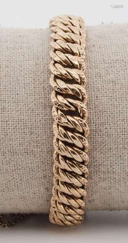 67 Bracelet à maille américaine, or jaune, poignet 19 cm, (c...