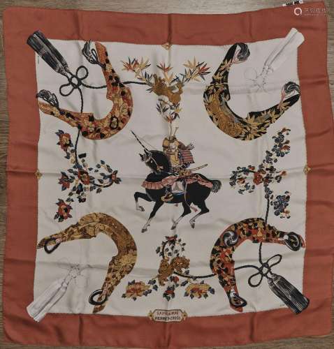 127 HERMES: foulard modèle "Samouraï", 1991, bordu...