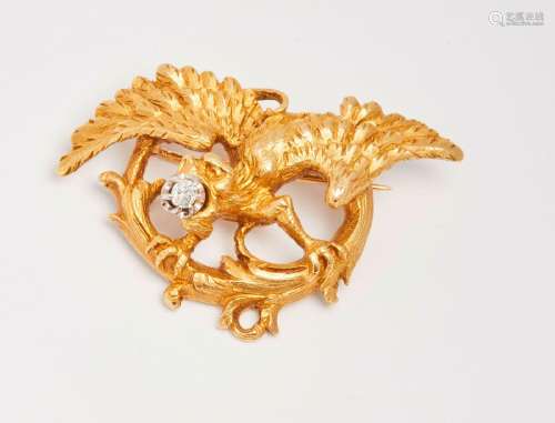 221 Broche dragon en or jaune et diamant, vers 1900 - 1914 ,...