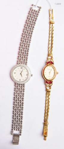 407 FONTENAY : deux montres à quartz, éléments, collier et b...