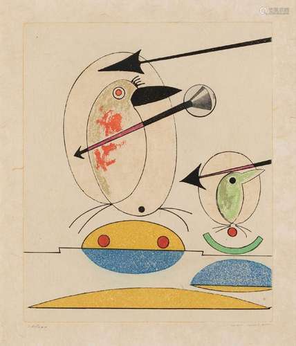 Max Ernst, German 1891-1976- Oiseaux en P閞il, 1975; etching...