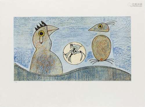 Max Ernst, German 1891-1976- Zwei Vogel, 1975; lithograph in...