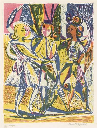 Rupert Shephard, British 1909-1992- Untitled (dancers); lino...