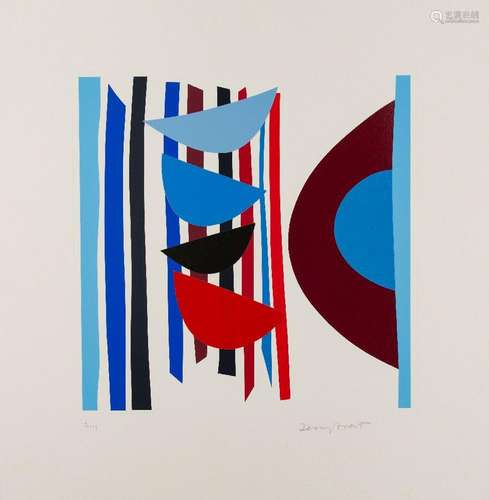 Sir Terry Frost RA, British 1915-2003- Blue, Red, Black Vert...