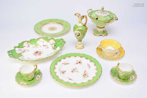 A mixed group of Coalport including dessert wares and a vase...