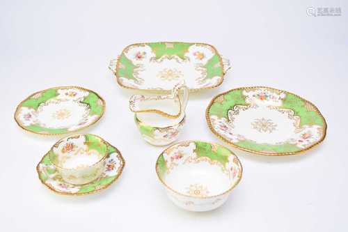 A Coalport green batwing tea service