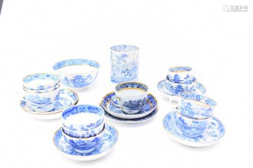 Group of early 19th century blue and white English ceramics