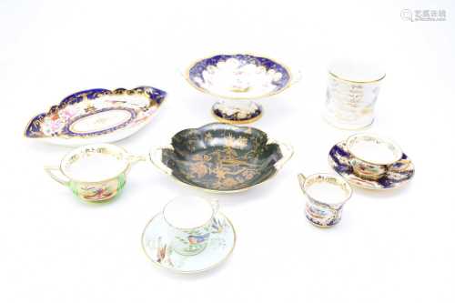 A group of Coalport and Staffordshire, decorated with birds