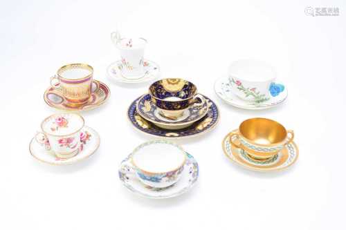 Assorted English cups and saucers, mid-19th century onwards