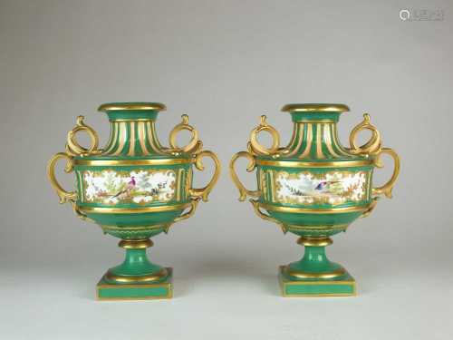 A pair of English porcelain vases, probably Coalport