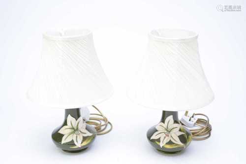 Pair of Moorcroft Bermuda Lily table lamps