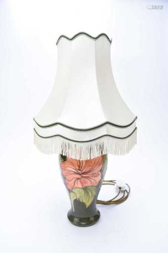 Large Moorcroft 'Green Hibiscus' table lamp
