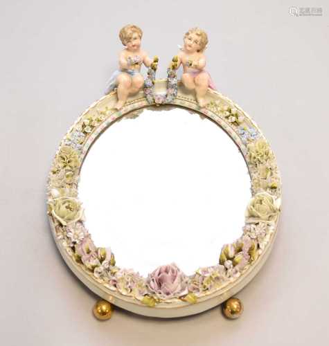 A 19th century Dresden easel mirror