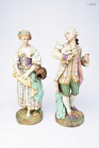 A pair of large French Vion & Baury tinted bisque porcel...