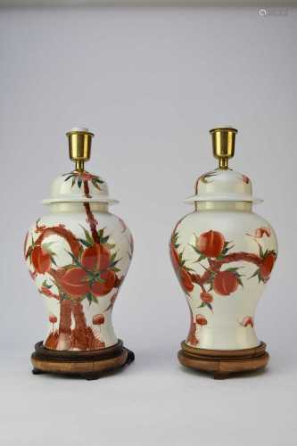 A pair of Chinese porcelain table lamps