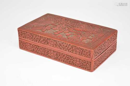 A Chinese cinnabar lacquer box and cover