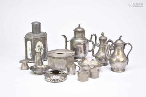 A collection of Chinese and Malaysian pewter
