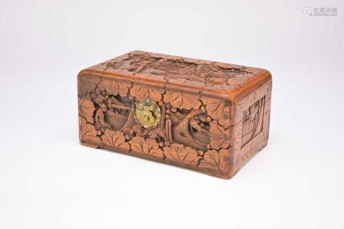 A Chinese carved hardwood box